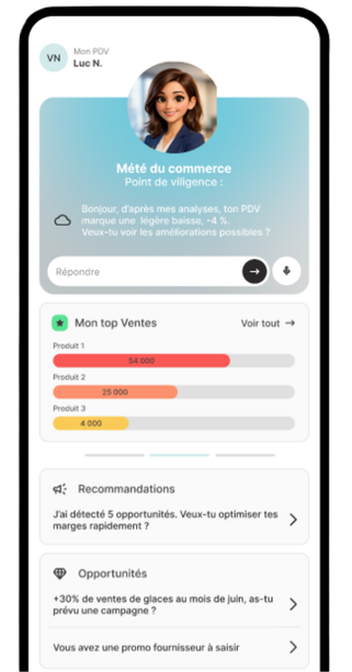 Application Ventes, tableau de bord intelligent